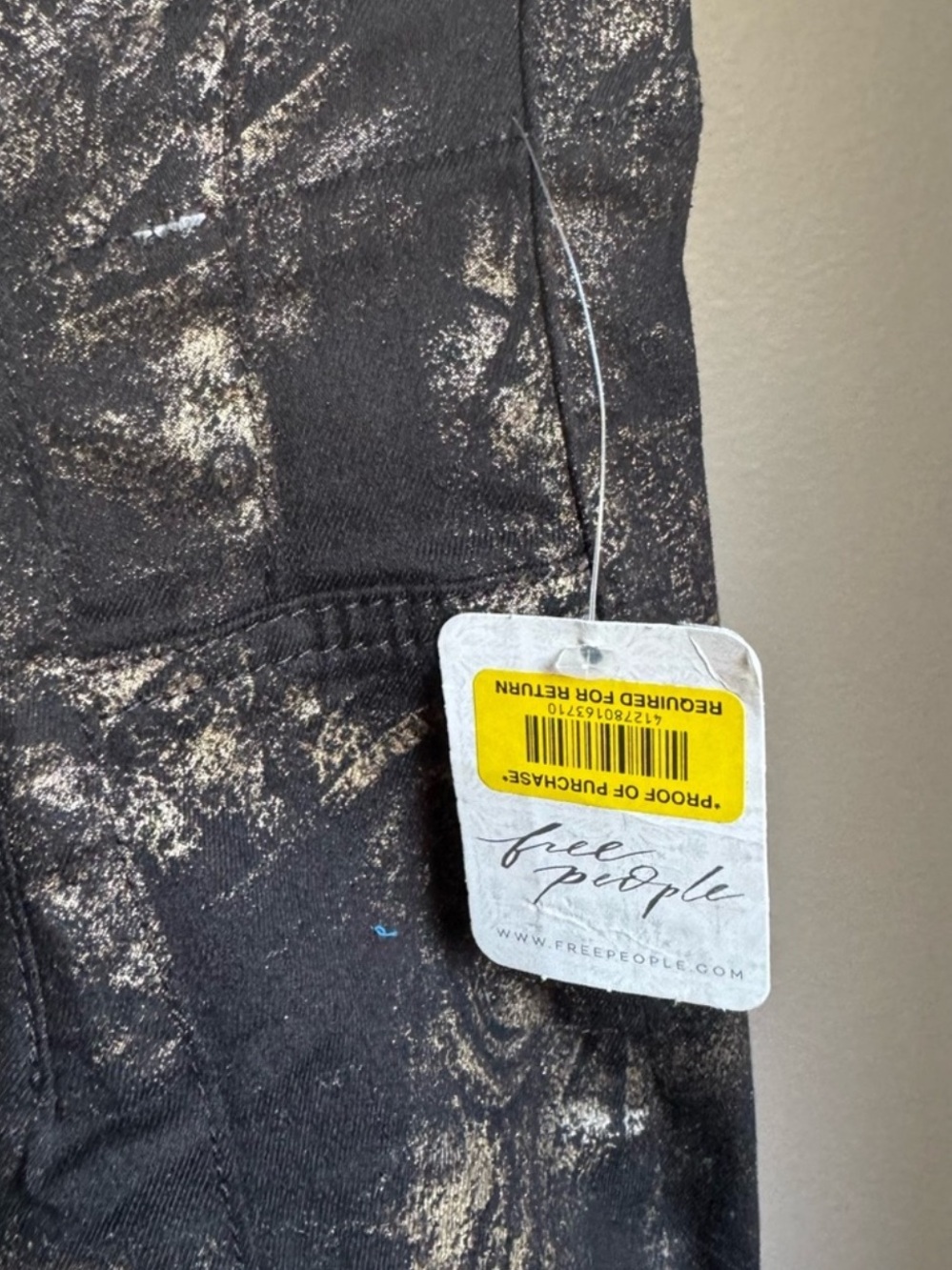 Free People Jayde Metallic High Rise Flare Leg Jeans In Black Tie Size 24 - Picture 9 of 14
